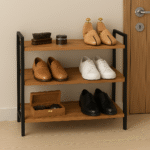 Compact Shoe Rack with Black Metallic Frame